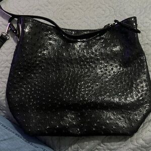 Braciano black patent faux leather with texture 12"×5" like new!